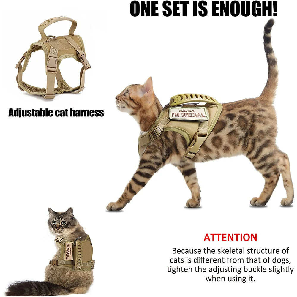 Tactical Cat Harness For Walking Escape Proof Adjustable Pet Vest
