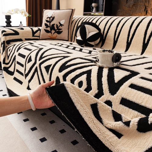 1pc New Bohemian Style Sofa Protector, Vintage Interlaced Comfortable