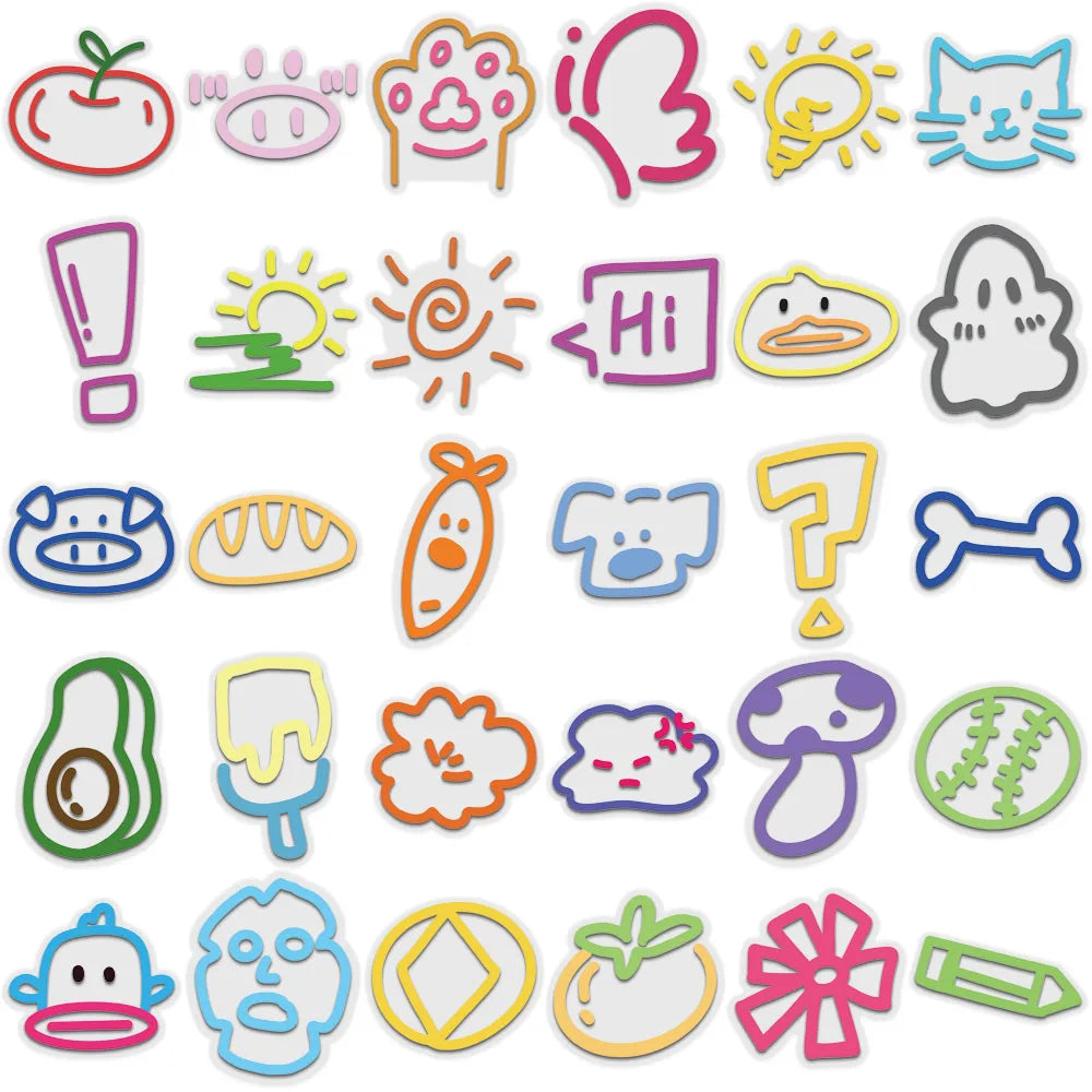60PCS Creative Dopamine Small Element PET Transparent Material Sticker