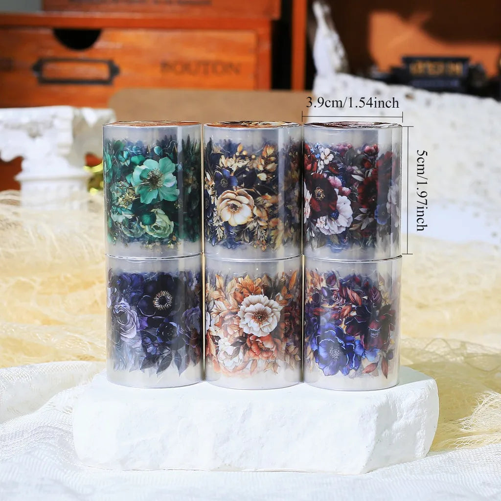 50mm*2m Vintage Floral Tape Self-Adhesive Scrapbooking PET Material