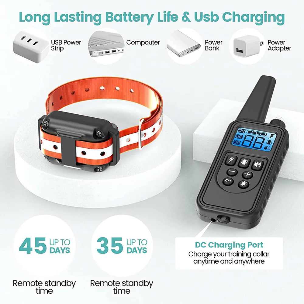 Electric Dog Training Collar Detachable Bark  Rechargeable Anti