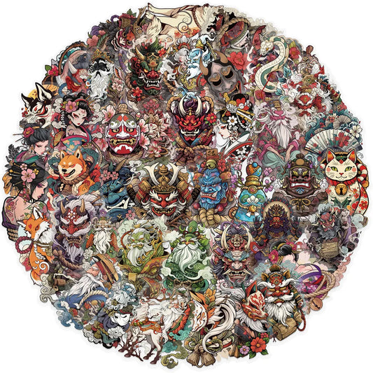 50pcs Transparent Japanese Tattoo Art Stickers - Waterproof PET Decals