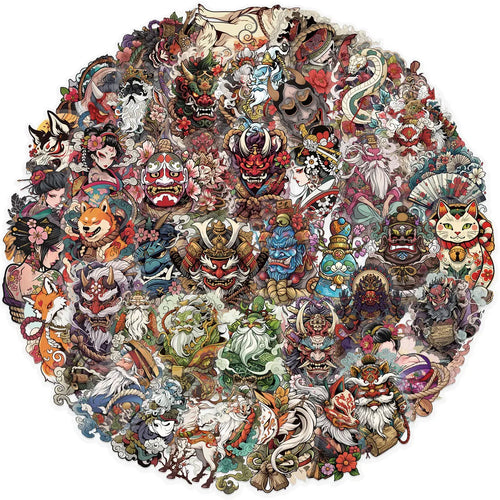 50pcs Transparent Japanese Tattoo Art Stickers - Waterproof PET Decals