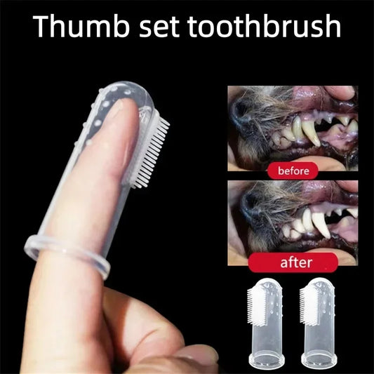 Ultra Soft Silicone Finger Toothbrush for Dog Cats Remove Plaque