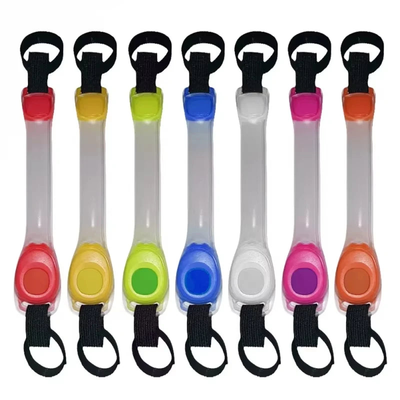 Night running pet dog safety harness collar for preventing loss.