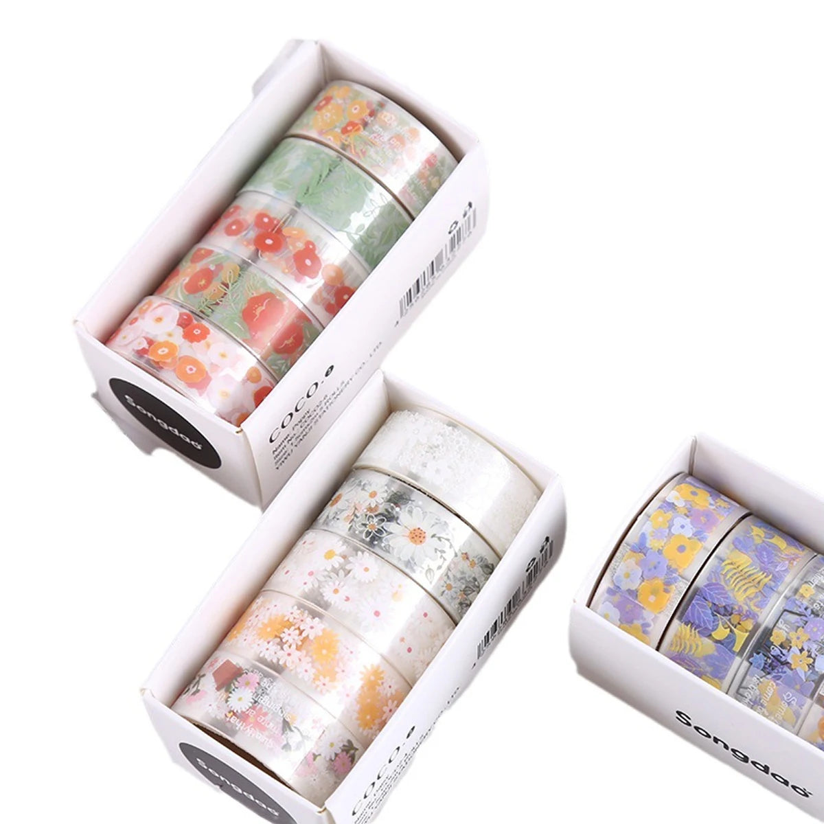 5-PCS boxed transparent pet flower language and paper tape diy