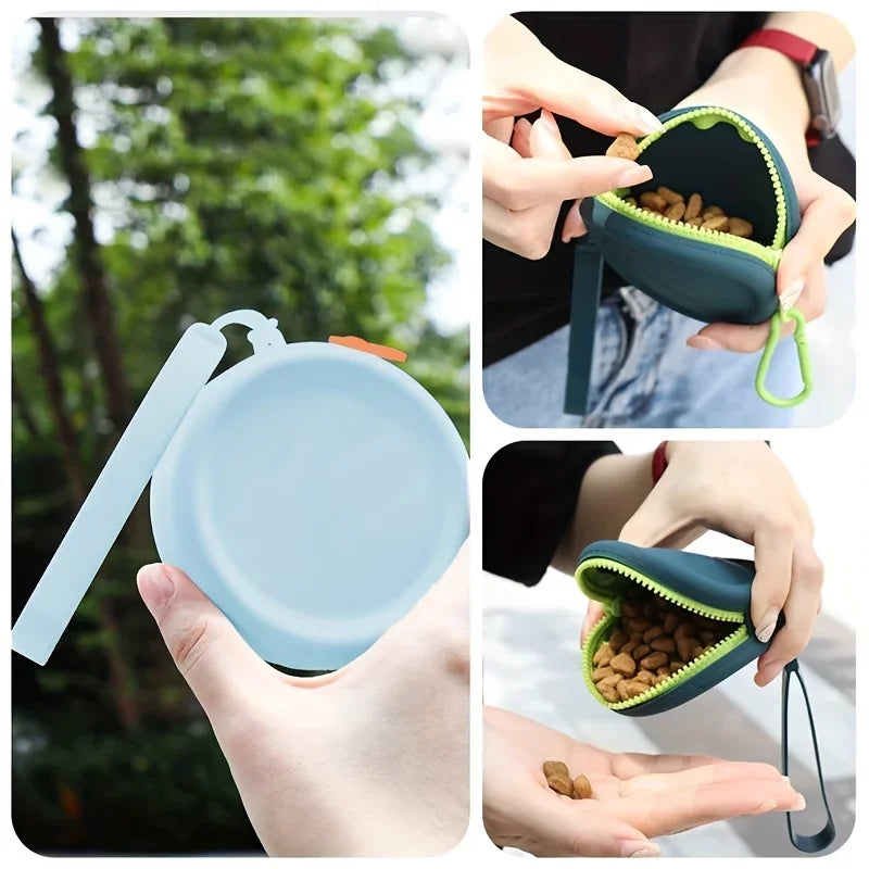1Pc Pet Supplies Silicone Dog Food Bag Outdoor Training Dog Training
