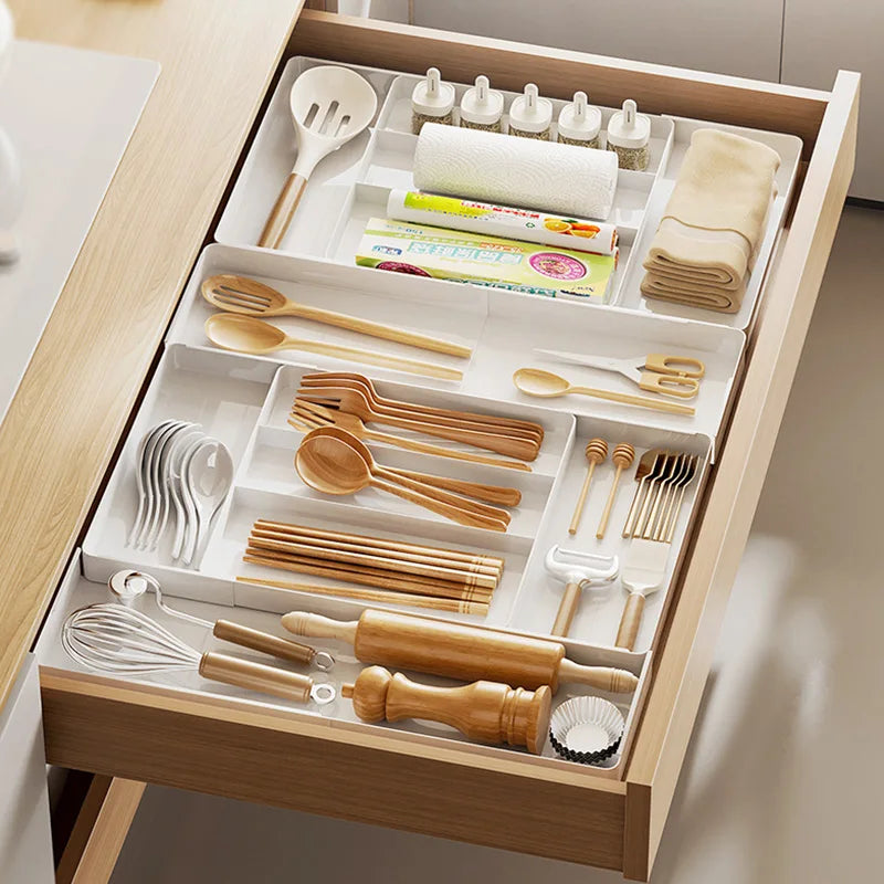 Expandable Drawer Organizer Versatile Adjustable Organizer Cutlery
