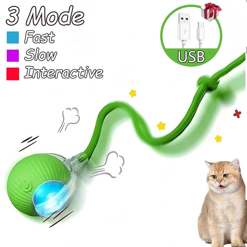 Cat Interactive Ball Toys Automatic Rolling Ball Faux Tail
