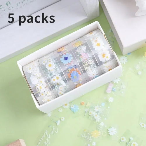 5 Rolls Transparent Decorative Tape PET Waterproof Self-Adhesive