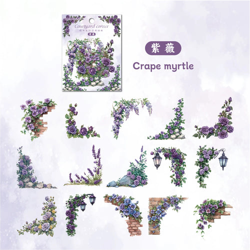 30 pcs Flowers Corner Stickers Retro Hollowed Out Frames Sticker Pack