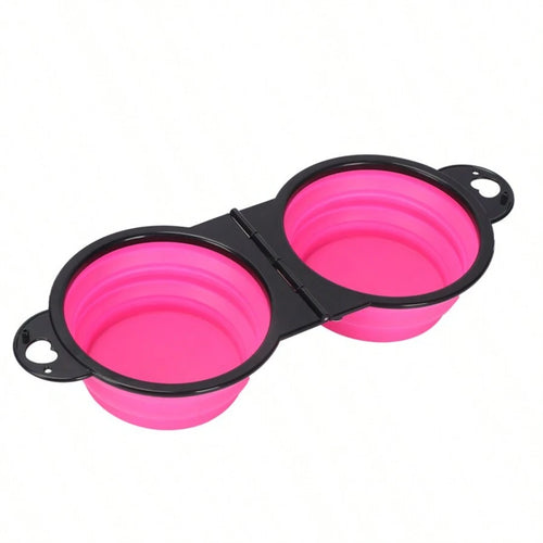 1-piece 2-in-1 Foldable Dual Bowl Feeding Bowl Portable Outdoor Travel