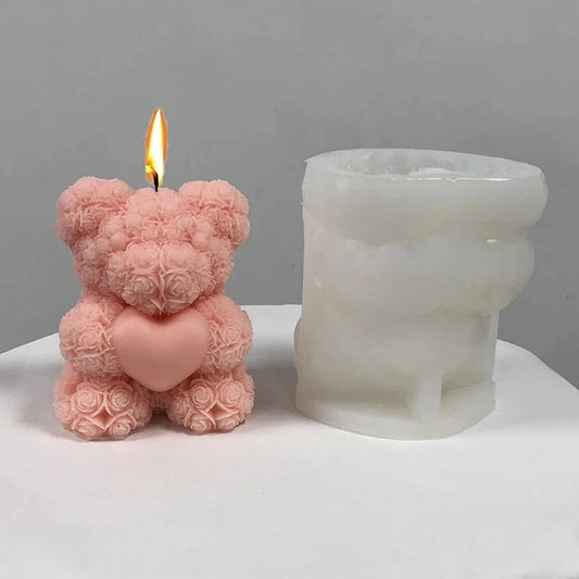 3D Bear Hug Love Silicone Candle Molds Diy Cute Bear Pet Candle Making