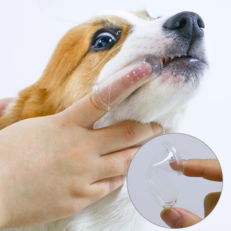 Ultra Soft Silicone Finger Toothbrush for Dog Cats Remove Plaque
