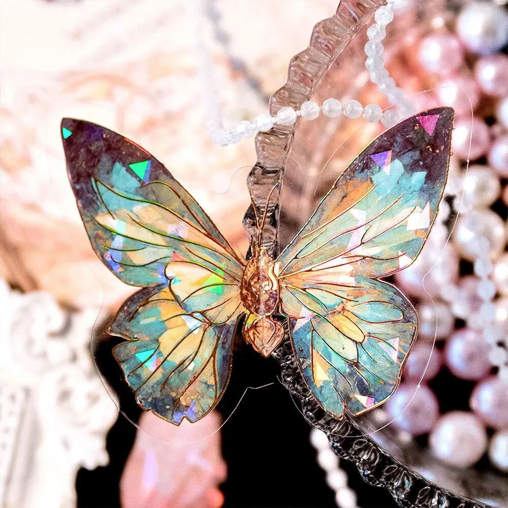 5Style 20pcs/pack INS Butterfly PET Sticker Pack Ice Crystal Laser