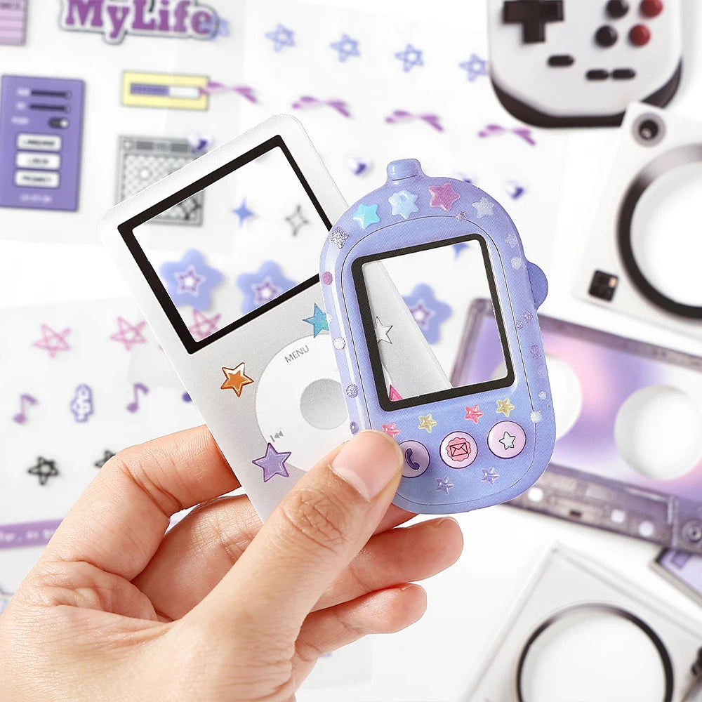 15pcs Kawaii Ins Electronic Memory Stickers Material Pack DIY Diary