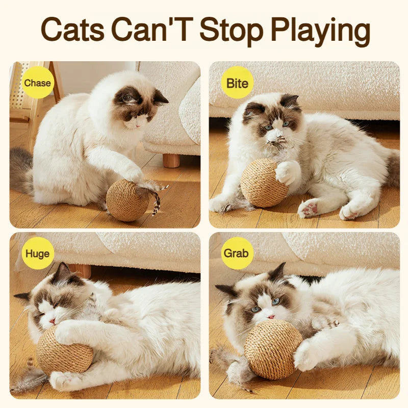 8/10CM Interactive Sisal Cat Scratching Ball Toy For Kitten Teeth