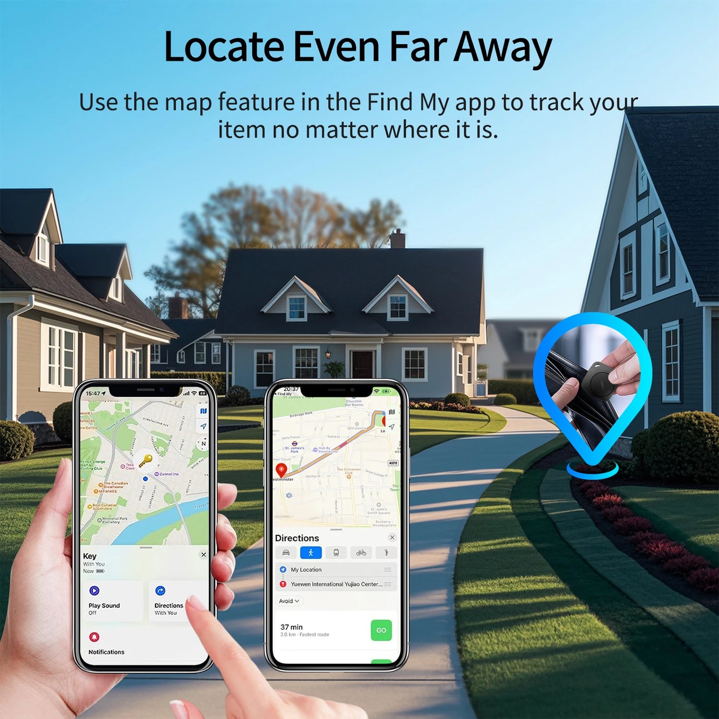 Bluetooth Pet Trackers, Item Locator Works with Apple Find My Global