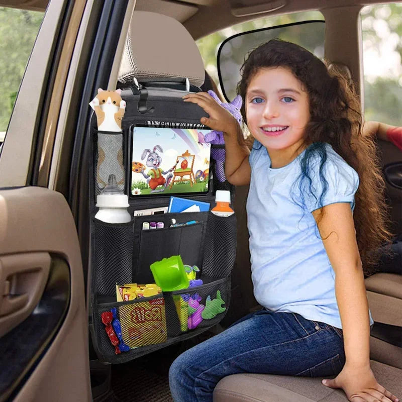 Car Backseat Organizer with Tablet Holder - Multi-Pocket Storage &
