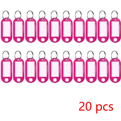 100 PCS KeyChain Labelable Plastic DIY Name Ring for Baggage Paper