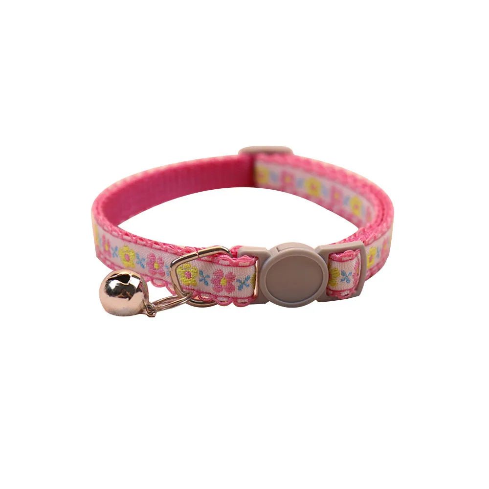 Hand Knitting Flower Pet Collar With Bell Colorful Retro Style Cat
