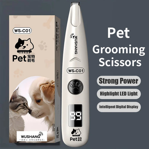 Pet Dog Electric Groomer Trimmer with LED Light Waterproof Pet Foot