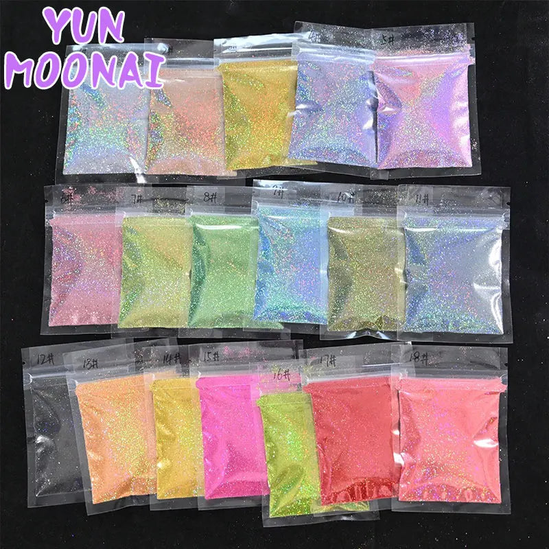 Laser Holographic Rainbow Nail Glitter 0.2MM Sparkly Nails Glitter
