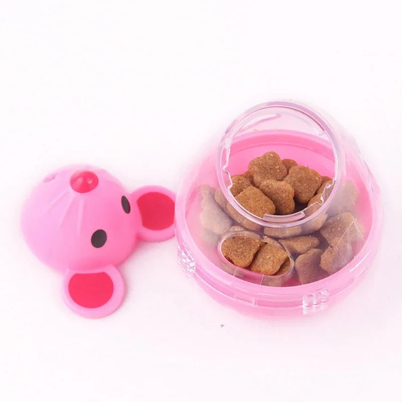 Pet Feeder Cat Toy Mouse Food Rolling Leakage Dispenser Bowl Playing