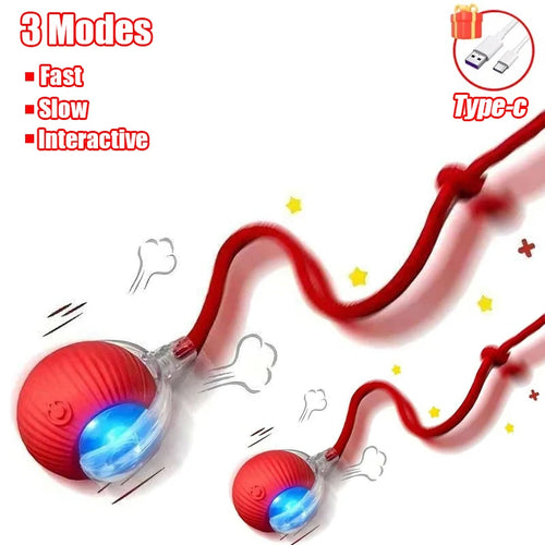 New Cat Interactive Ball Toy Automatic Rolling Ball Faux Tail