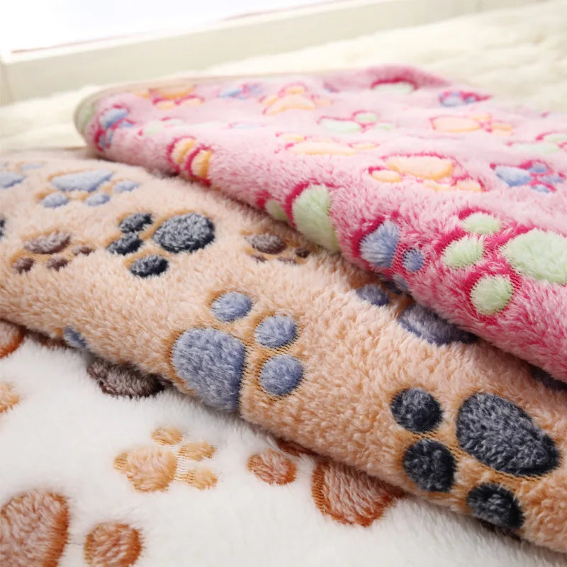 Soft Fluffy High Quality multicolor Pet Blanket Cute Dog Paw Print