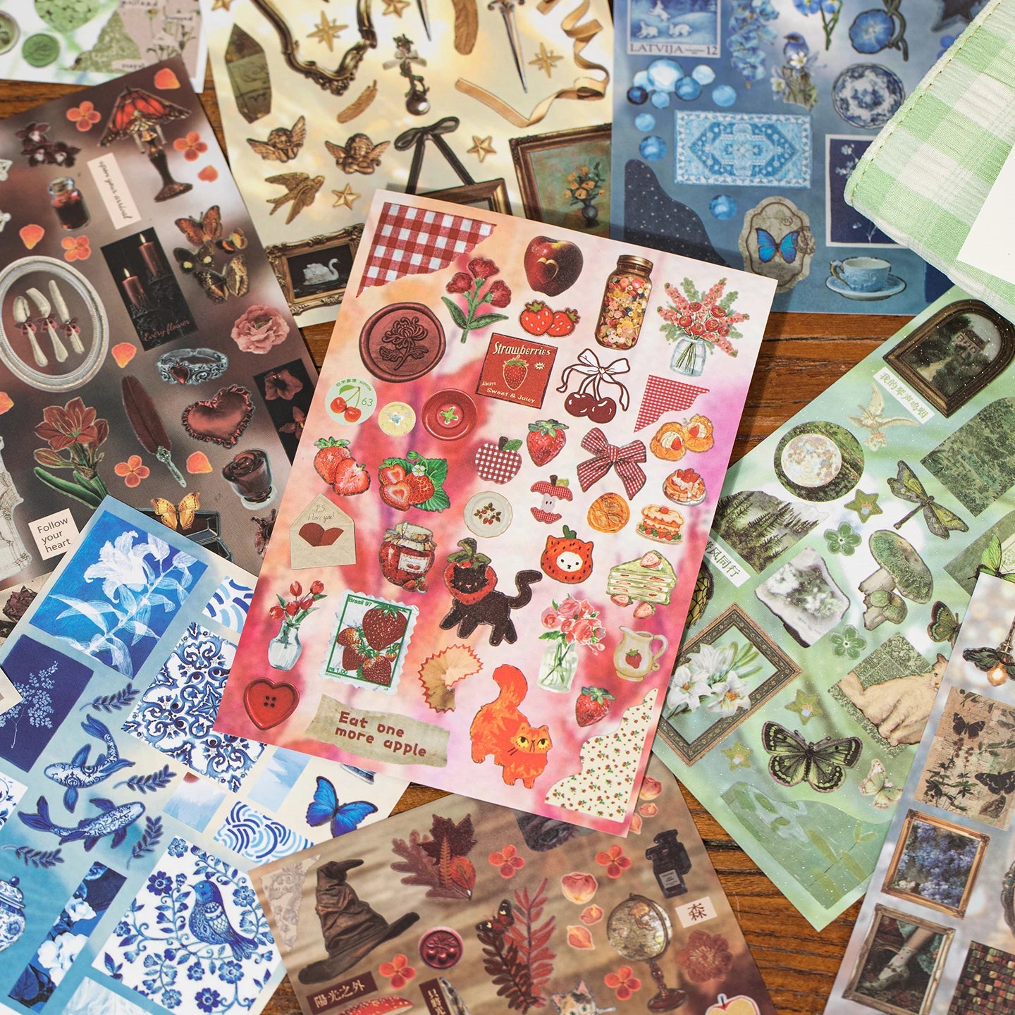 30/60 Sheets Cute PET Die cut Stickers book Retro Cartoon Handmade