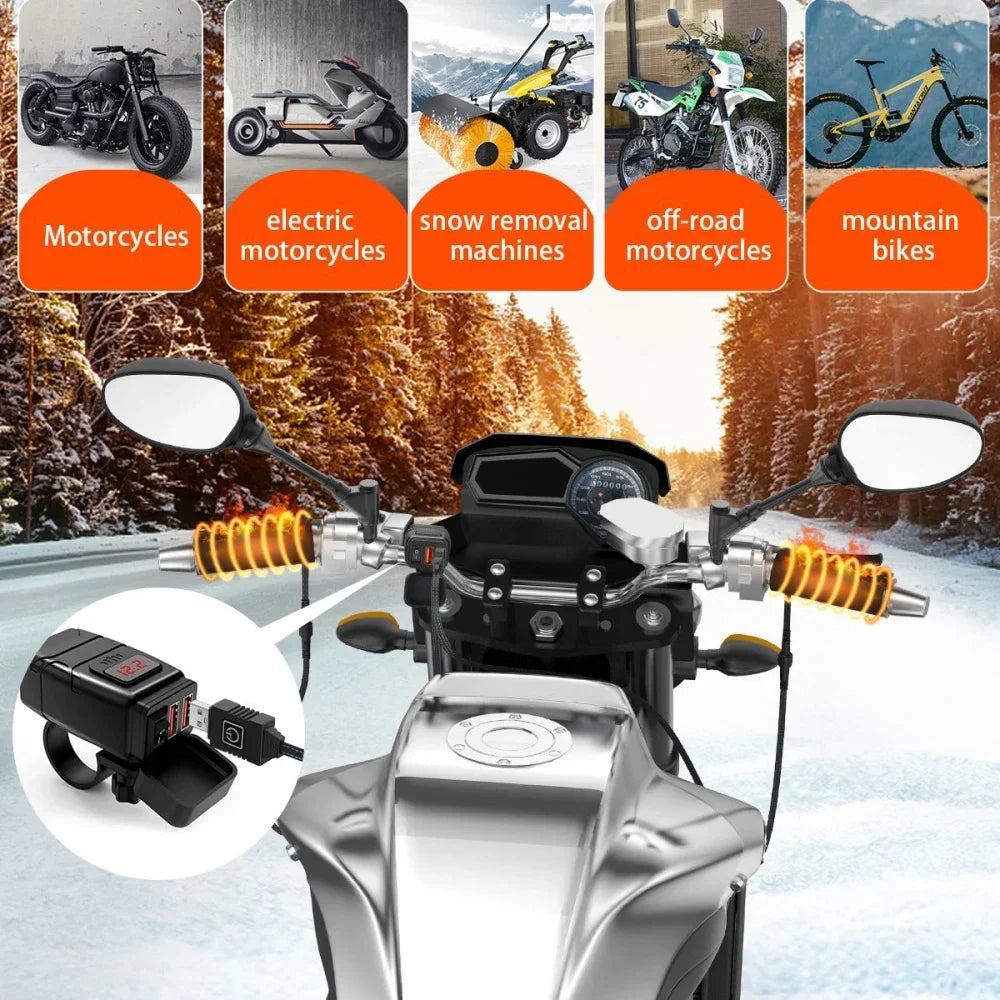 Extractme Motorcycle Heated Handlebars USB Adjustable Insulated