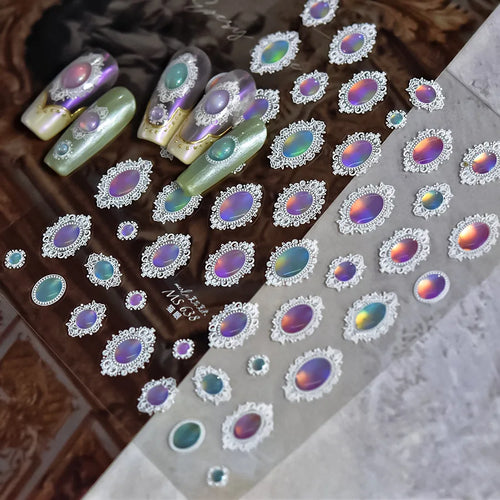 1pcs Jelly Nail Stickers Shiny French Ice Crystal Stars Love Self
