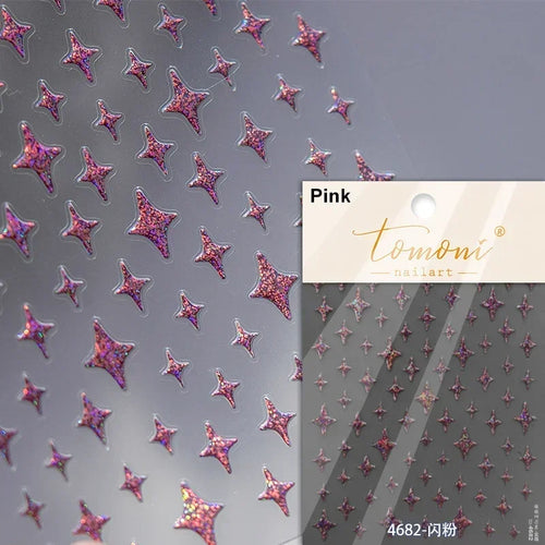 1pcs 5D Relief Kawaii Colorful Star Nail Art Stickers Multi Macaron