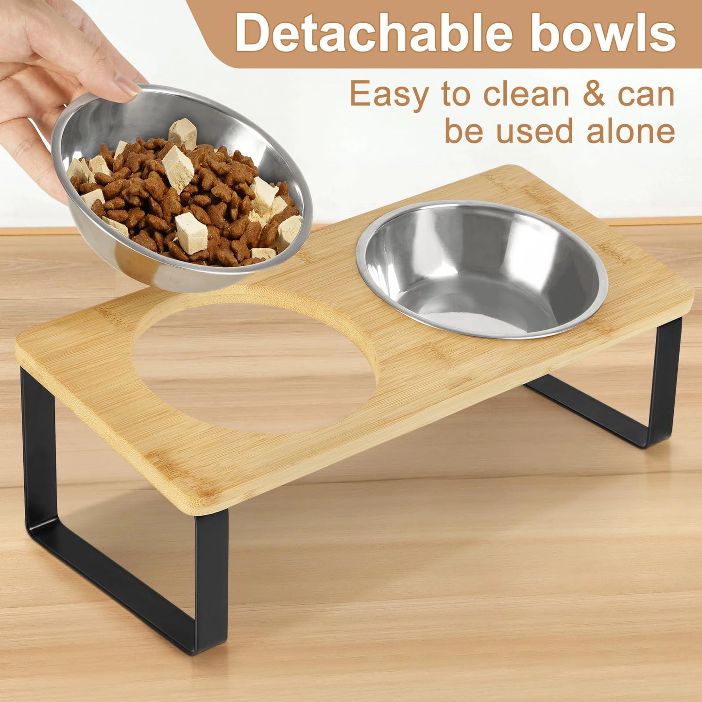 Elevated Cat Bowls Pet Feeder 15° Tilted Raised Cat Food Bowls with