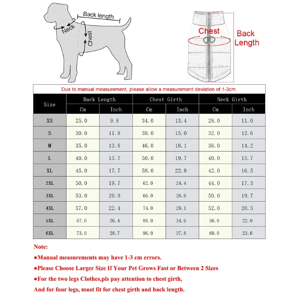 Winter Big Dog Clothes Waterproof Vest Jacket For Small Dogs Cats