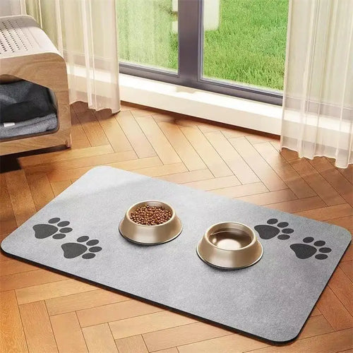 Winter Feeding Mat-Absorbent Pet Placemat for Food and Water Bowl with