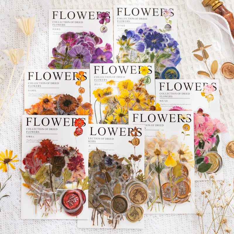 40 pcs/pack Vintage Dried flower Leaf specimen Stickers aesthetic