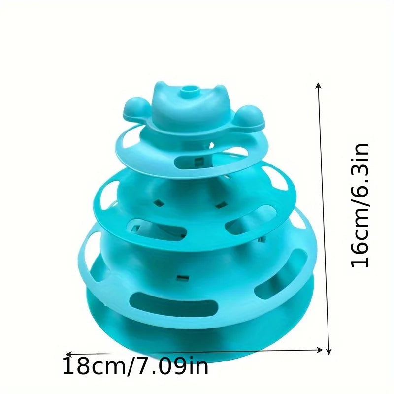 1pcs 4-Layer Feather Cat Turntable With Fun Toy Ball And Playing Stick