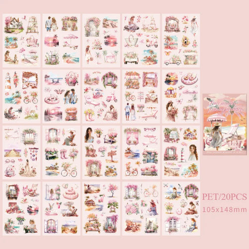 20Sheets PET Stickers Season Series PET Decorative Stickers Diary
