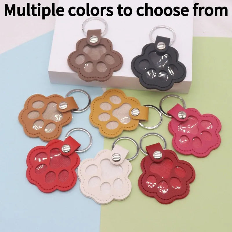 Pet Hair Memorial Keychain PU Leather Keepsake Locket for Cat Dog Fur