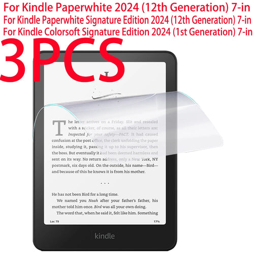 3PCS PET Soft Film Screen Protector For Kindle Paperwhite 2024 12th