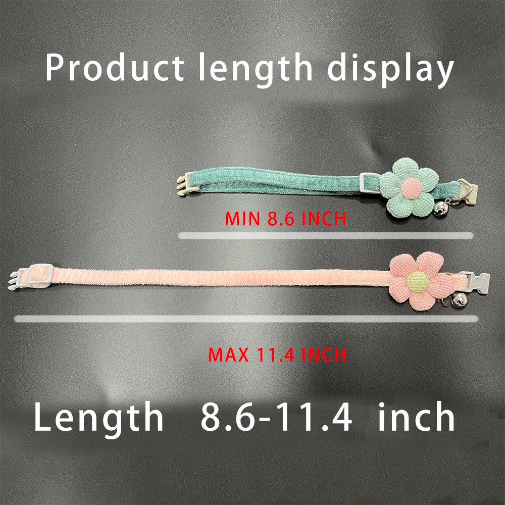 1Pc Cat Collar with Cute Flower  Adjustable Buckle Cat Collar Bell