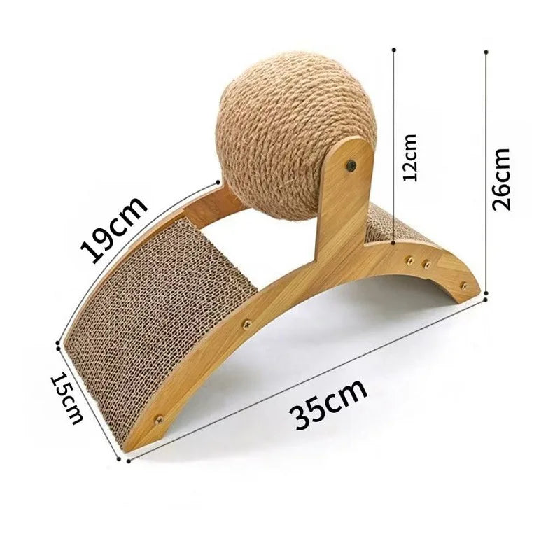 2 In 1 Wooden Cat Scratching Ball Sisal Scratch Board Durable Grinding