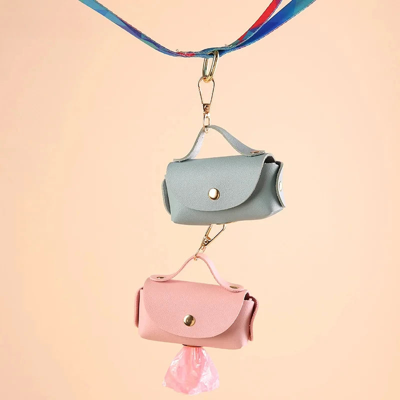 Portable Dog Poop Bag Organizer Stylish Pet Bag Holder Leather Pet