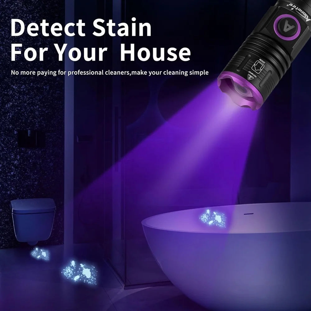 365/395nm Zoom UV Flashlight USB Rechargeable Ultraviolet adhesive