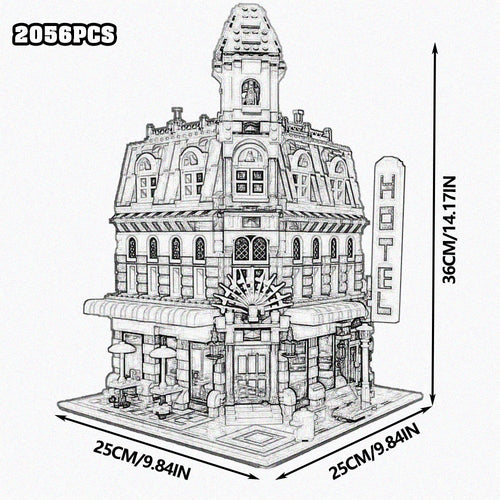 Creative Expert Bricks Bank Cafe Corner MOC Street View City Model