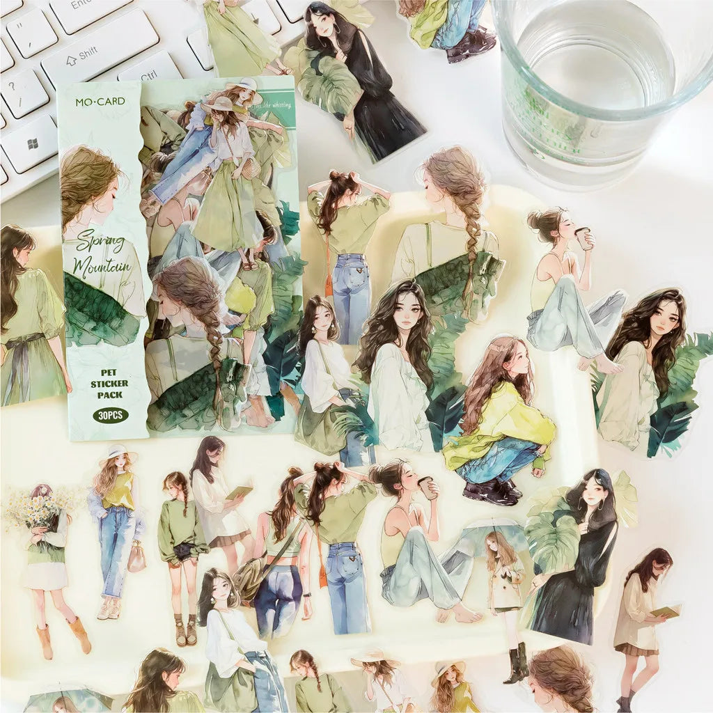 Journamm 30pcs/pack PET Ins Stickers Girls Life Combo Kit DIY