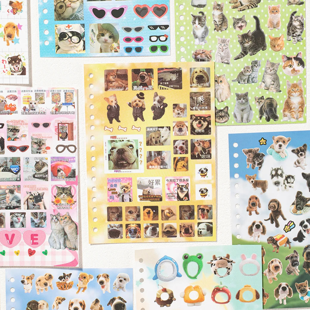 Cute Pets Theme Sticker Book 30 Sheets/Bag with Ring Binding for