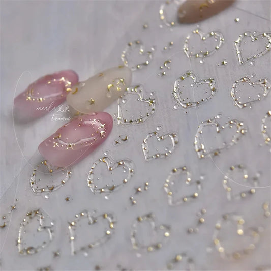 1pcs Jelly Nail Stickers Shiny French Ice Crystal Stars Love Self
